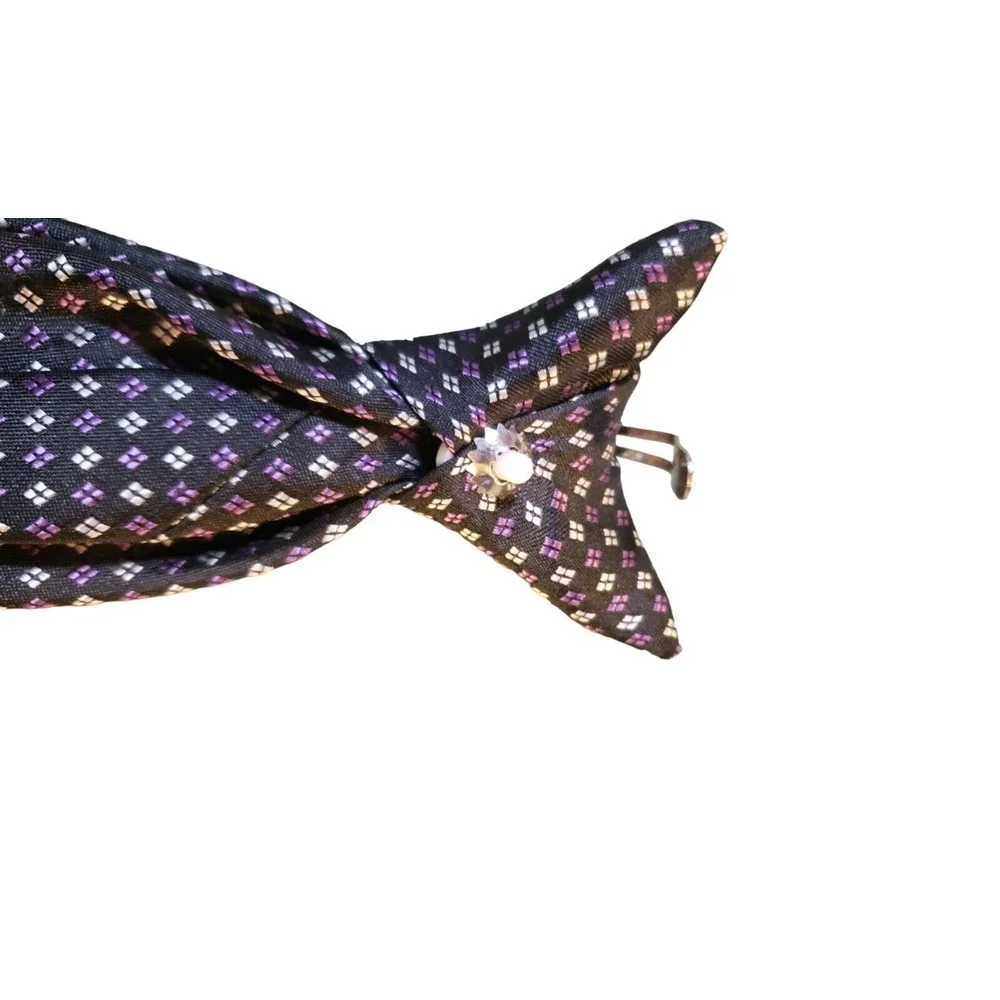 Chaps Boy Suit Neck Tie Black Purple Geometric‎ Clip On Holiday Church Designer